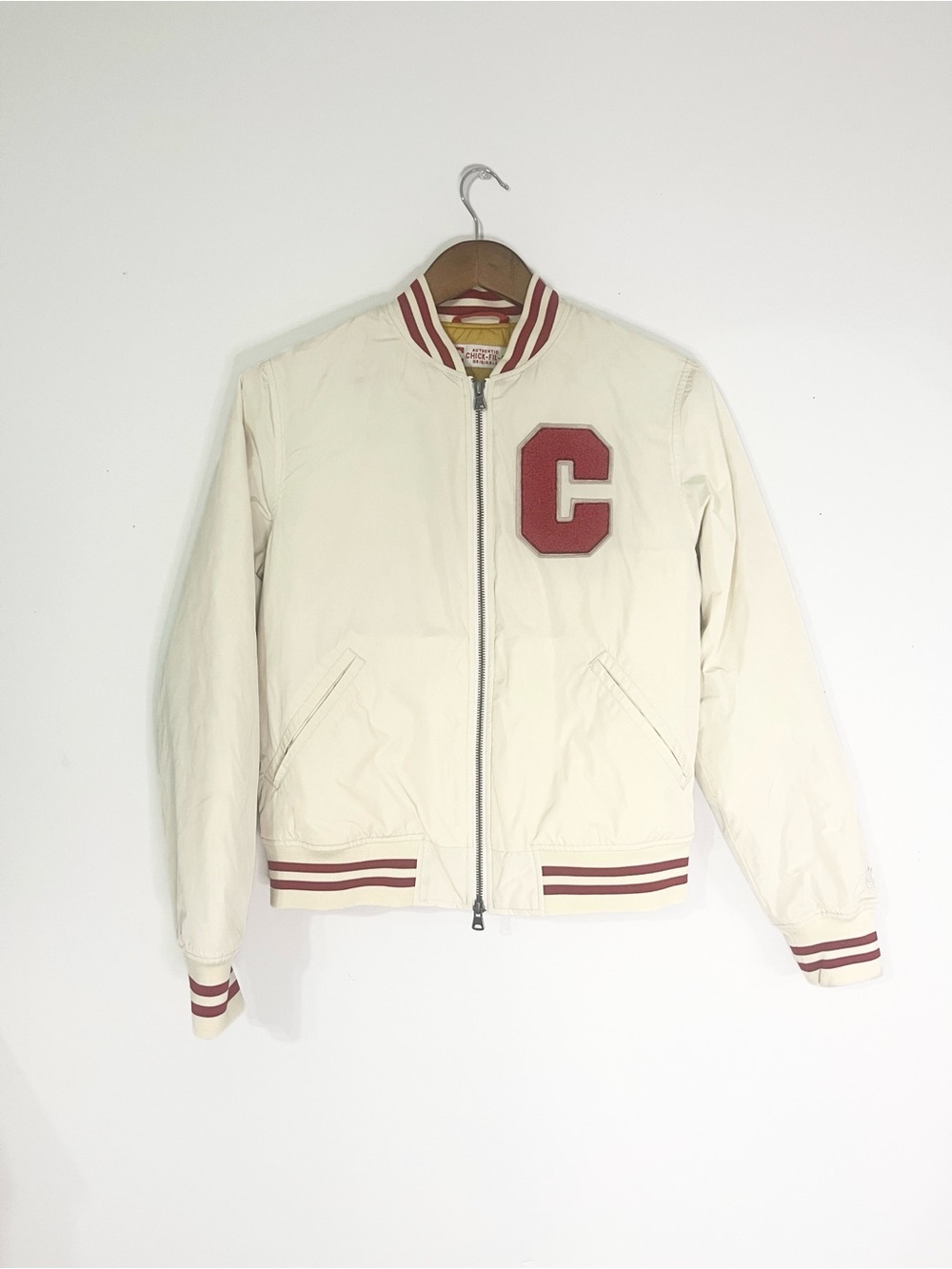 Chick-fil-A Authentic Originals Cream Varsity Bomber Jacket small!